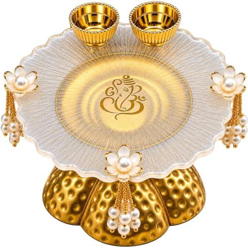 Best Navratri Home Decoration Items (2026) 45 Handmade Decorative Resin Pooja Thali Set | Traditional Aarti Tha...