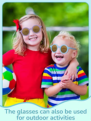 Dunzy 12 Pairs Kids Cute Round Sunglasses Toddler Kids Sunglasses Bulk Round Retro Glasses for Boys Girls Party Outdoor Eyewear, Age 3-10 6