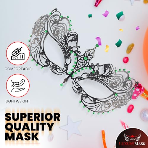 Image of Masquerade Mask for Women with Rhinestones - Elegant Metal Half Face Mask for Masquerade Parties, Mardi Gras, & Themed Events