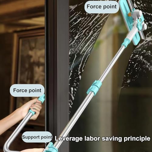 Escobilla de microfibra para ventanas altas con mango ergonómico y cabezal giratorio multiusos 5