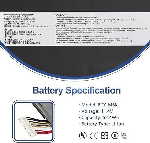 HEIGER BTY-M6K Laptop Battery Compatible with MSI GS63VR 7RG Stealth Pro,GF63 Thin 8RB 8RC 8RD 9SC 9SCXR,GF75 Thin 3RD 8SC 8RD 8RC 8RX 9SC,GF65... - Image 2