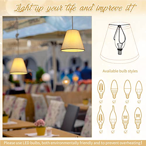 Image of Set of 10 Small Lamp Shade Chandelier Shades Burlap Clip on Lamp Shade 3 inch x 6 inch x 5 inch Rustic Barrel Fabric Lampshade Cover for Table Chandelier Wall Lamp (Beige)