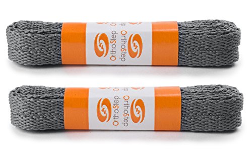 OrthoStep Flat Dress Dark Gray 45 inch Shoelaces - Men Women and Kids Shoelaces 2 Pair Pack