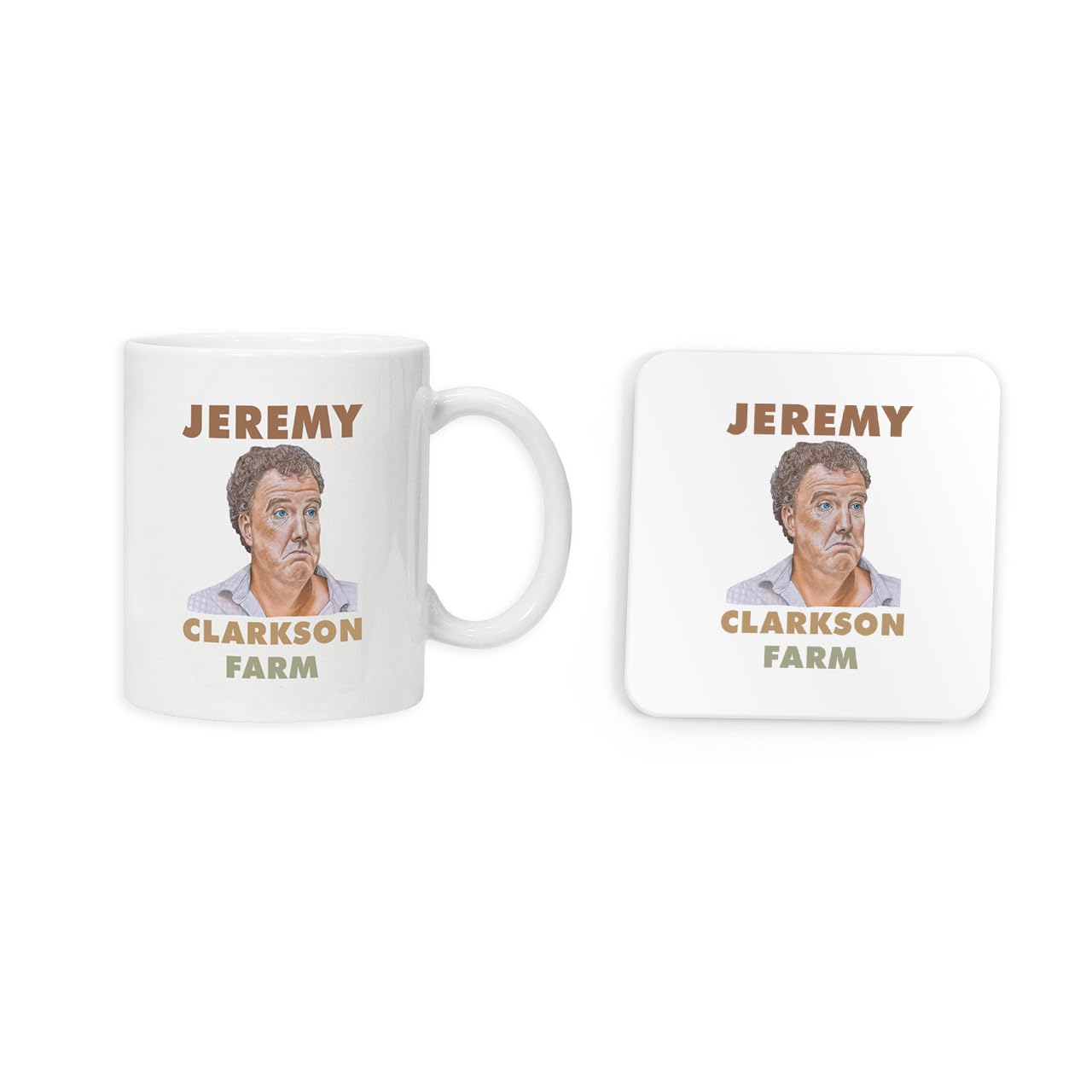 New Spirit Original White Jeremy Clarkson Farm Farmer Farming Iconic Icon Mug And Coaster Drinking Set Tea And Coffee Set Cute Mug And Coaster Aesthetic Fun Funny Pretty