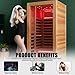 RIGO Single-Person Infrared Sauna Cabin, 1350W okoumé Wood Home Sauna Cabin 35.43×35.43×70.87 inches, Featuring a Starry Sky Light with Colour-Changing LED Strip Lighting, Indoor Personal Sauna spa.