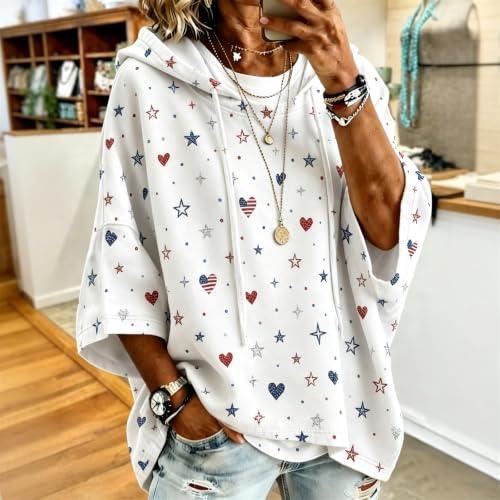 Womens Oversized Sweatshirt Short Sleeve Sweet Batwing Sleeve Cozy Pullover - image 3