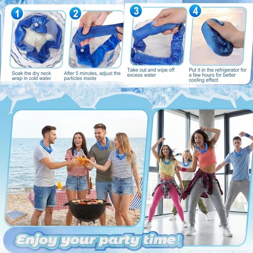 Image of Cozypower 6 Pcs Cooling Neck Wraps with Button Cooling Bandana Neck Cooler Scarf for Hot Weather Ice Neck Wrap Summer Outdoor