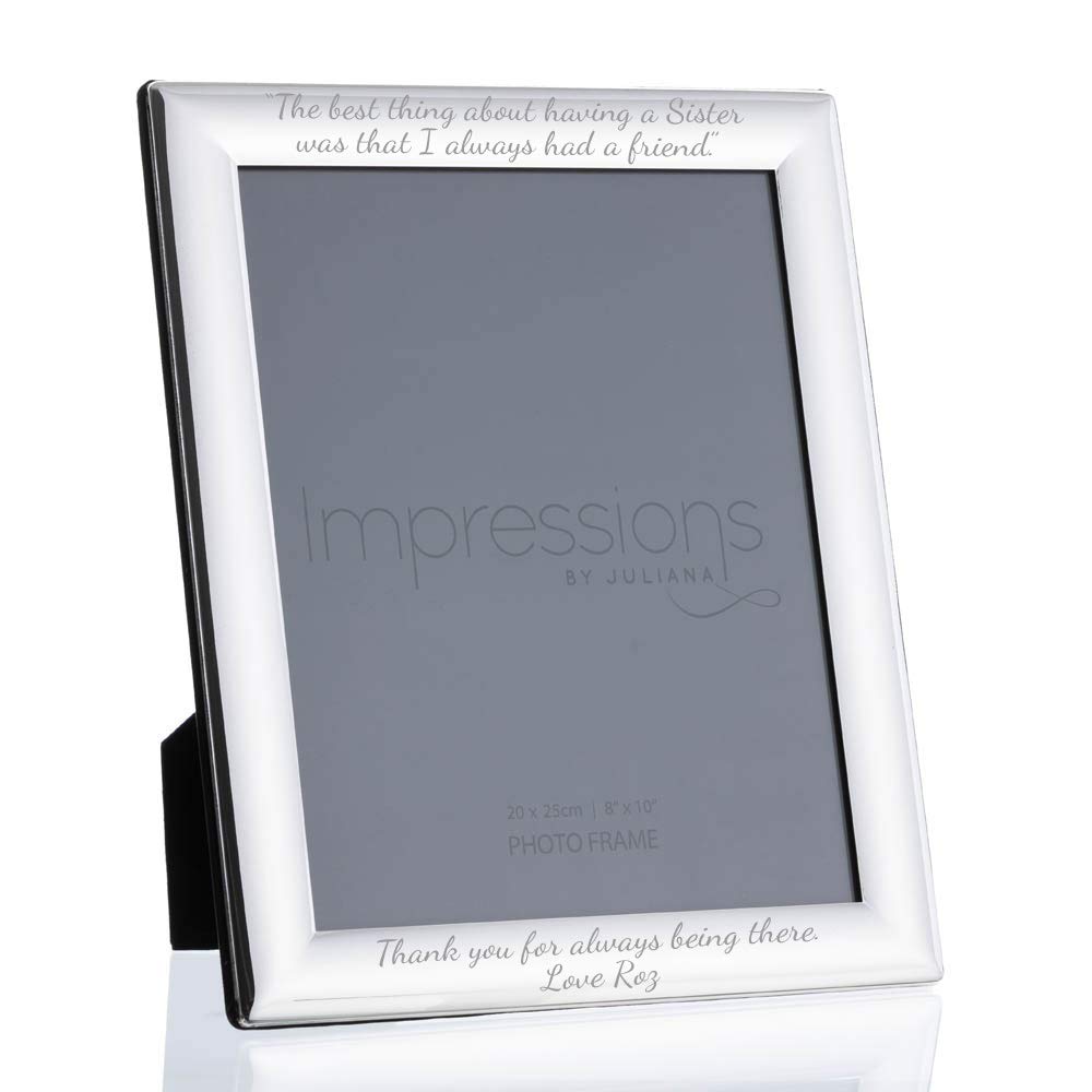 EIO Gifts Personalised Silver Photo Frame – 8” x 10” Curve Edge Personalised Photo Gifts – Personalised Photo Frames with Stand – Engraved with Your Custom Text
