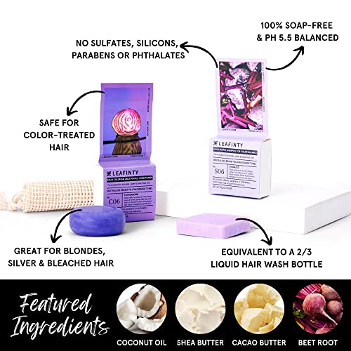 S06+C06 Solid Shampoo & Conditioner Set For Blondes Silver And Bleached Hair, All Natural Zero Waste And Organic Shampoo Bars For Hair, 2 Mini Travel Size Bars #TOP2