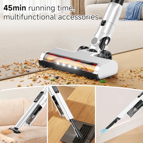 Image of Cordless Stick Vacuum Cleaner with Auto Empty System Self-Charging Base, Powerful Suction for Pet Hair on Carpet & Hardfloor, Lightweight Anti-Tangled Handheld Vacuum, HEPA Filtration, Black