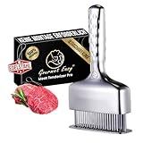 Fleischzartmacher aus Edelstahl | Extra langer Griff, einteilig & stabil verarbeitet | Steaker mit ultrascharfen Klingen, rostfrei & spülmaschinengeeignet | 5 Jahre Ersatzversprechen