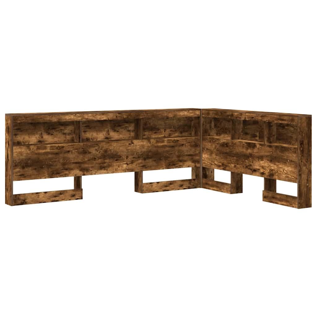 Tête de Lit de Rangement en Chêne Fumé Bois d'Ingénierie Forme en L