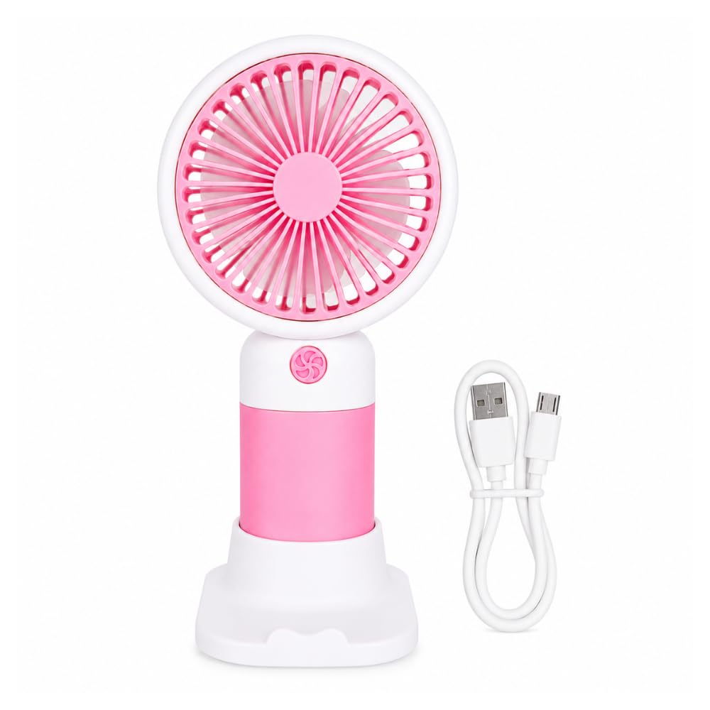 Mini Hand Fan Rechargeable USB Portable Fan with 3 Speed Strong Wind | 2000mAh Battery | Handheld Personal Cooling Fan for Women, Men, Kids | Travel, Office, Home, Outdoor, Camping & Summer (Pink)-image-42