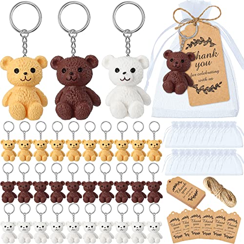 Roowest 36 Set Bear Party Favors Mini Bear Keychains with Organza...