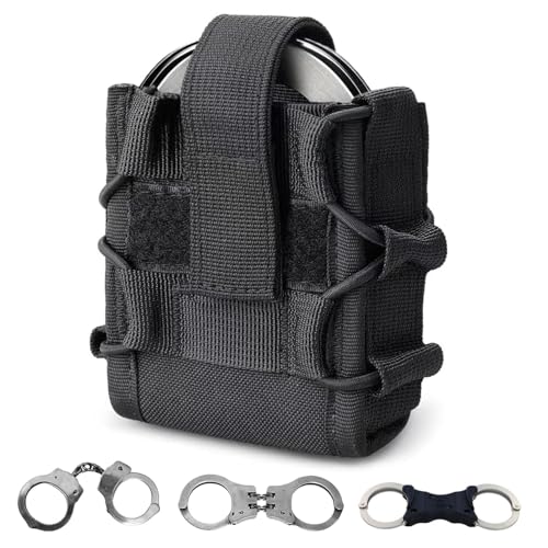Woltechz Handcuff Holder with MOLLE Clip, Quick Release Handcuff Holster for Duty Belt or Vest, Police Tactical Gear Pouch Fits ASP, Hinged, Chain & Folding Rigid Handcuffs (1 Pockets Design)