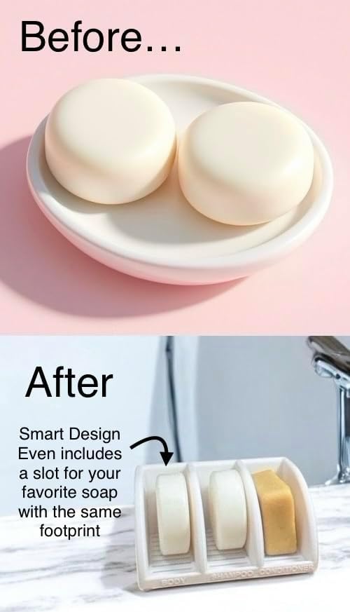 Miniatura 2 de Essence & Abode Sustainable Living Soporte sólido para champú, jabonera multibarra con drenaje, barra de jabón, barra de champú y barra de