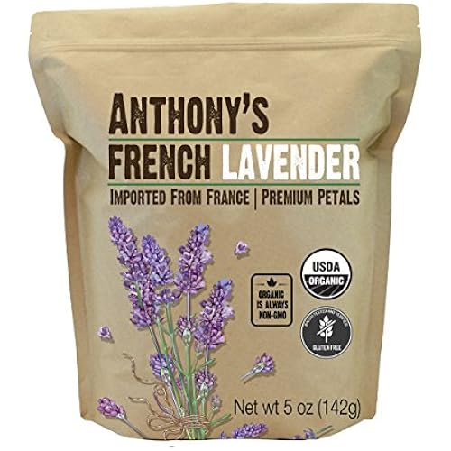 Anthony's Organic French Lavender Petals, 5 oz, Extra Grade, Dried, Gluten Free & Non GMO