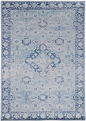 Linon Home Decor Products Honora Arcadia Blue/Ivory 6'7" X 9'7" Area Rug