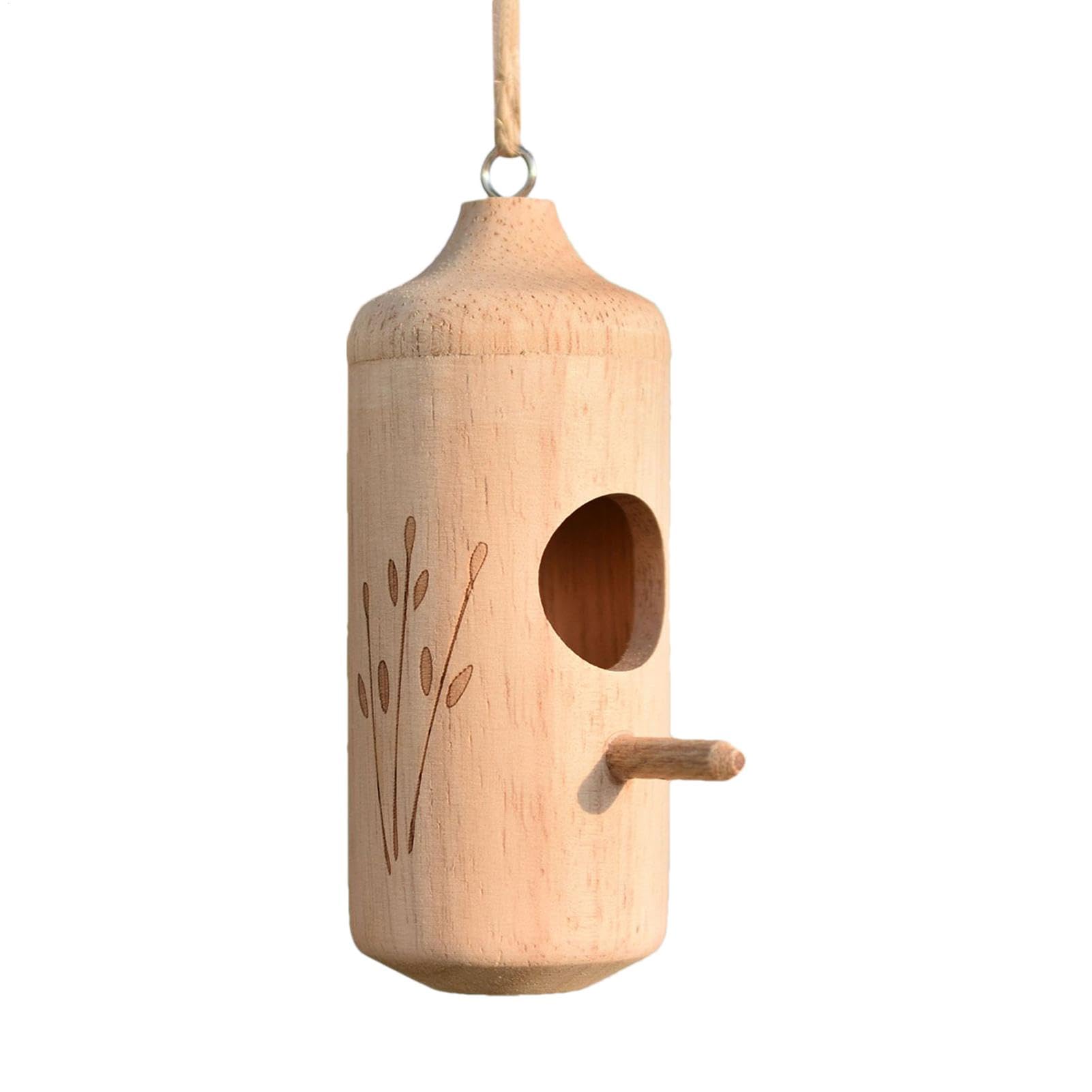 Abri en Bois pour colibris avec Corde, Maison pour Oiseaux en Plein air | Mangeoire compacte pour Oiseaux et boîte | Habitat de Colibri de Jardin, décoration Naturelle pour la Cour arrière