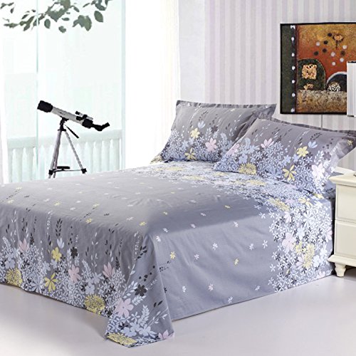 Feuilles de coton draps lit simple double 160x230cm drap plat - 2