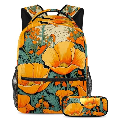 Sac à dos peinture coquelicot jaune pour le collège et le lycée