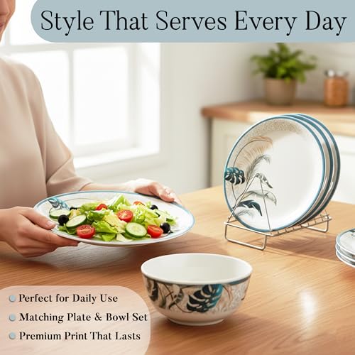 Image of Golden Fish Melamine 18 Pieces Dinner Set - Durable, Stylish, BPA-Free Tableware, Crockery Set for Dining & Gifting | Plates & Bowls (Rose MARRY-3-FHPB-18)