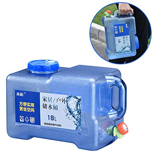 Bidón de agua de plástico portátil de Nohkin, con grifo de drenaje fijo, depósito de agua de PE con mango, para coche, camping, picnic, exteriores, BBQ y viajes largos u0096 18 L