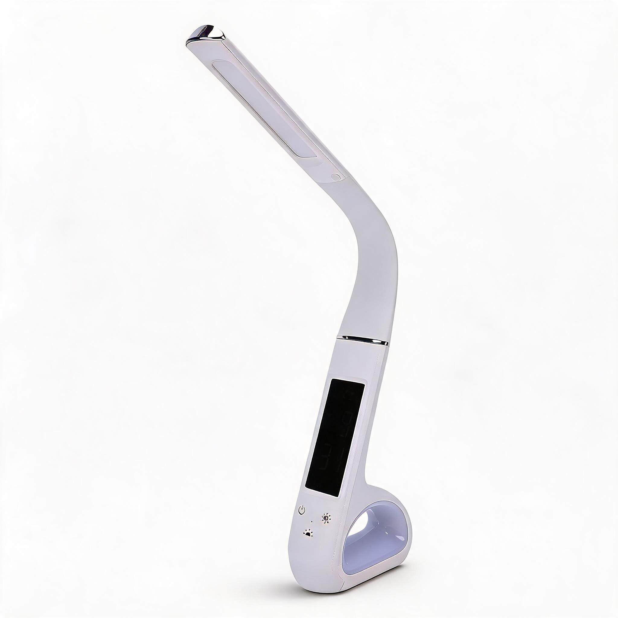 Dpofirs Lampada da Scrivania a LED con Orologio, Sveglia Pieghevole con Controllo Touch RGB, Lampada da Tavolo Portatile Ricaricabile 3 in 1 per Scrivania di Casa e Ufficio, Batteria da 1200 MAh