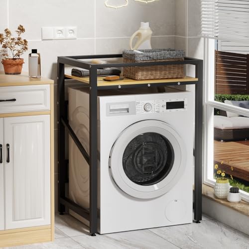 Bluethy Washer Dryer Stand, Washing Machine Stacking Shelf Kits, Height Adjustable Over Washer Storage Rack Unit, Tumble Dryer Stand Washer Shelf for Bathroom, Load Capacity 250KG Burlywood - Image 5