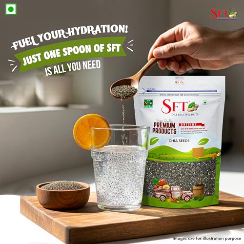 Image of SFT Premium Chia Seeds 1 Kg, I Seeds for Eating | Seeds for Weight Management | Rich in Calcium, Omega-3, Protein, Fibre, & Non GMO (Pack of 1)