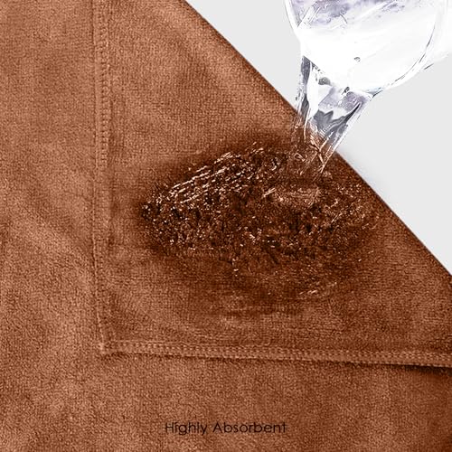 Image of HOUSSE Microfiber Face Towels | Ultra Absorbent, Odour-Free, Quick Dry 550 GSM Face Towel for Home, Gym, Travel, Running and Personal Use | 30x30 cm | Set of 4 Caramel Cafe & Beige (Pack of 4)