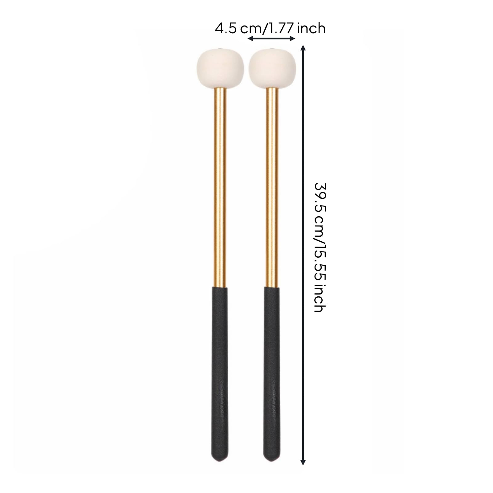 Maillets D'réglage Rembourré Maillets Percussion Mailloche pour Percussionnistes, Studio, Doré, NO.80 Basse Timpani BAT3 Doré