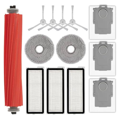 Image of (13 Pack) QRevo S Replacement Parts Compatible with Roborock Qrevo S, Qrevo Pro, Qrevo MaxV, QRevo Plus Robot Vacuum, 1 Roller Brush, 4 White Side Brushes, 3 Dust Bags, 3 HEPA Filters, 2 Mop Pads
