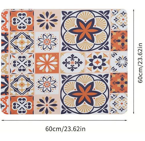 Image of HomeCloud Washing Machine Protective Mat for Top of Washer and Dryer - Non-Slip Waterproof Dust Cover for Laundry & Kitchen (60 x 60) (Blue Flower)