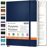 Purpose Planner Notebook A5 5.8”x8.3” Undated 2025 Daily Weekly and Monthly Productivity Goal Setting Tool for Work Home ADHD Planner for Adults Self Care Journal (Navy Softcover)