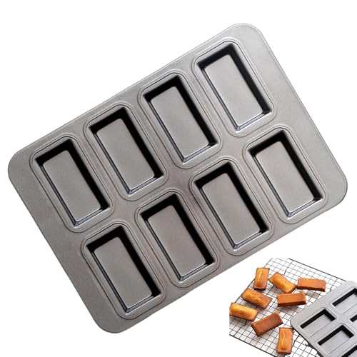 Kustimantu Small Loaf Pans para hornear, Brownie Baking Pan - Moldes pequeños,8 Muffin Rectángulo de cavidad Hacer bandeja dividida para brownies herramientas antiadherentes