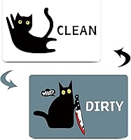 Vista 10 de Imán divertido de dibujos animados con diseño de gato limpio y sucio para lavavajillas, imán para lavadora, gato negro, nevera, limpio, sucio, doble