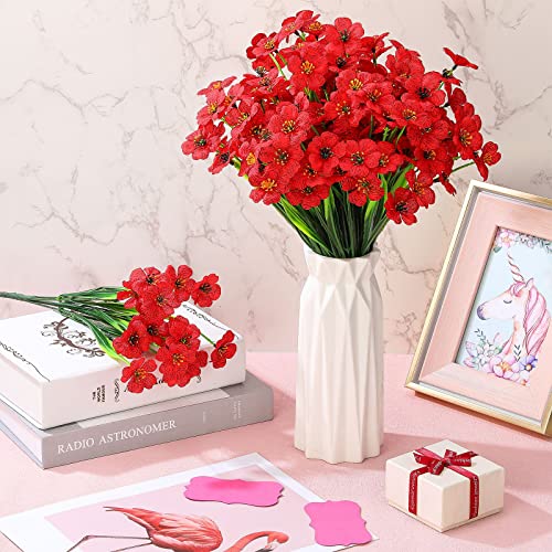 Zeyune 60 Bundles Red Violet Artificial Flowers For Decoration Uv Resistant Plastic Fake Flower Outdoor Faux Flowers Bulk Plant For Outside Front Porch Hanging Decor Indoor Home Garden Decoration #TOP5