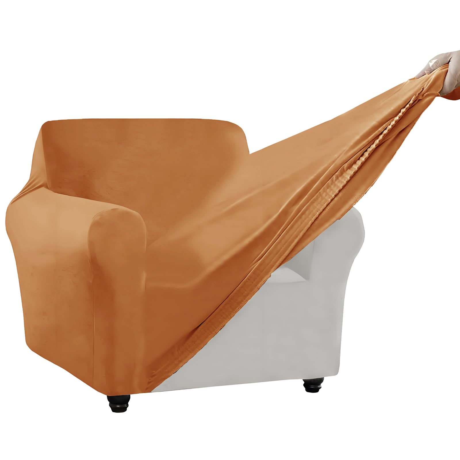 SYLC Stretch Ektorp Sofa Cover, Velvet Sofa Covers 1/2/3/4 Seater with Seat Cover and Back Cover, Non-slip Settee Covers Well-fitted (gold,80-120cm 1pc)