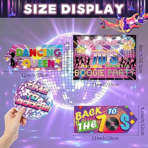 Image of 20 Pieces 70s Party Signs Disco Party Decorations Back to The 70s Directional Signs 1970s Theme Birthday Supplies for Door Wall Yard Photo Booth Props