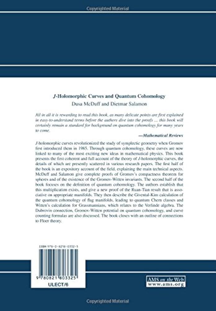 Amazon.com: J-Holomorphic Curves and Quantum Cohomology