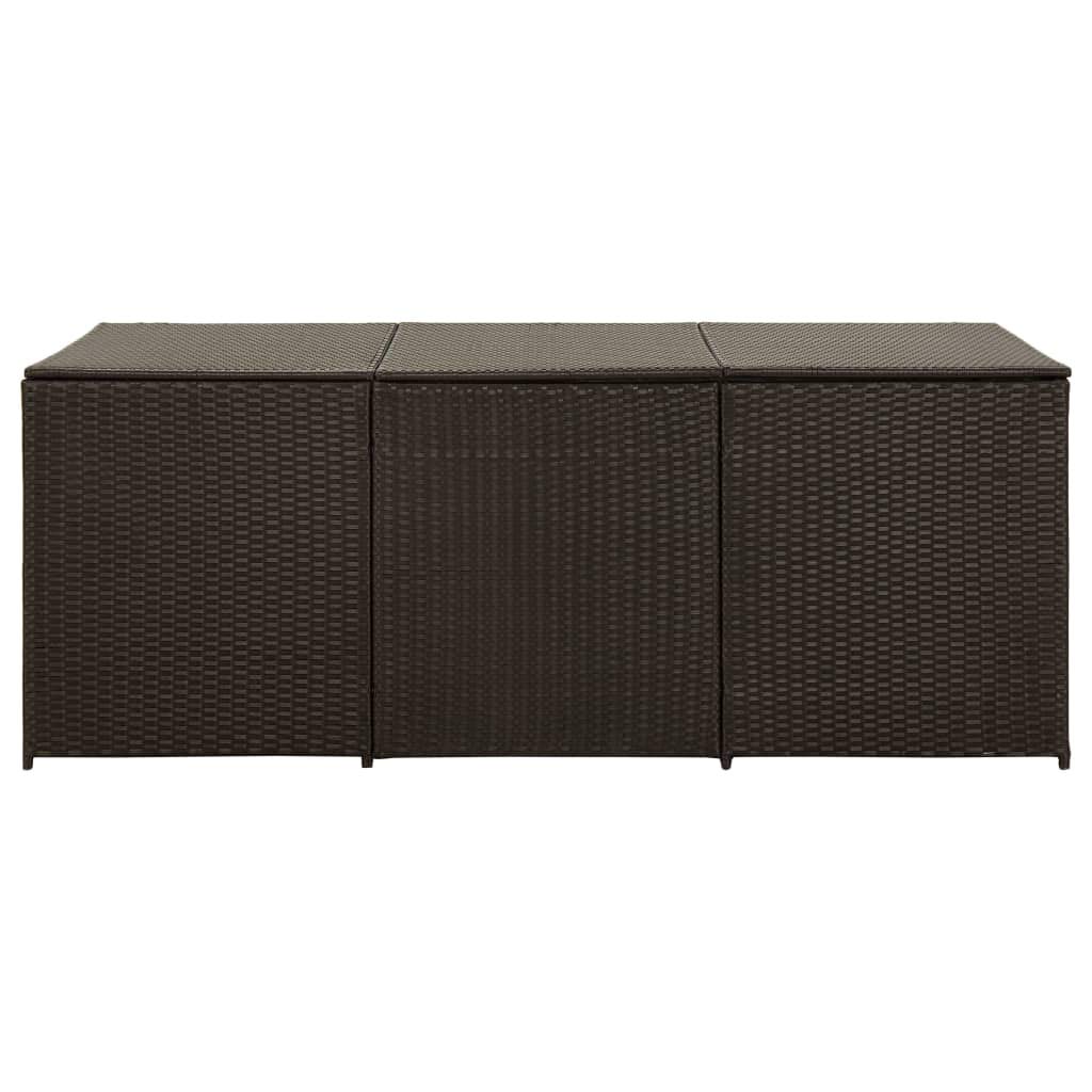 Tidyard Baule da Giardino Impermeabile in Rattan Nero/Marrone/Grigio,Cassapanca Contenitore da Giardino per Esterno Impermeabile in Rattan,Cassapanca Contenitore Esterno 180x90x75 cm