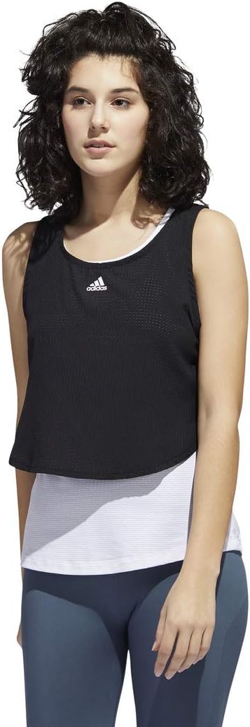 adidas Tech Crop Tank Top - White/Signal Pink