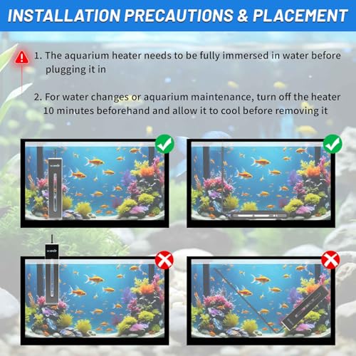 Image of Aquarium Heater - 800W Fish Tank Heater Suitable for 80-220 Gallon, Double Digital Display LED Controller, Double Probe Protection Buzzer with 2 Suction Cups Suitable for Fresh and Saltwater