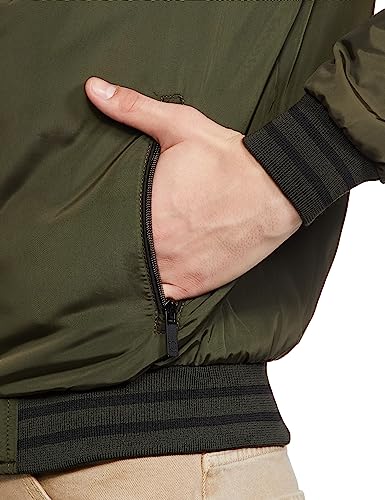 Image of The Indian Garage Co Men Slim Fit Solid Bomber Jackets
