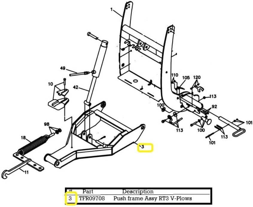 MR. Snowplow Replaces BOSS Part TFR09708-3 PUSHFRAME ASM RT3 V,06+ [Black]