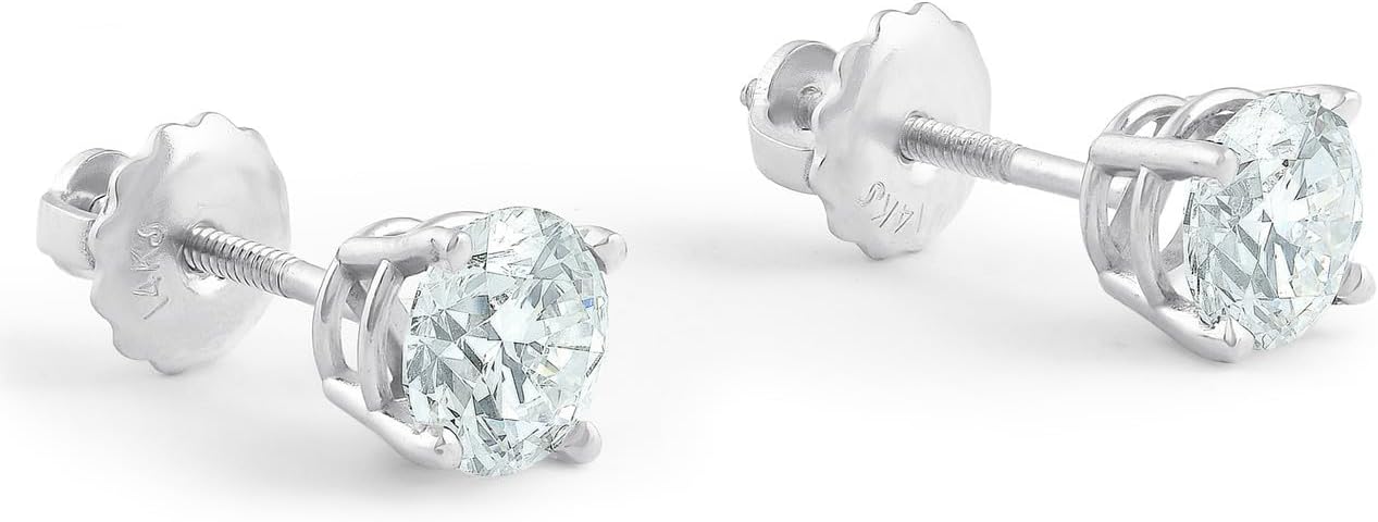 Pompeii 1/2-2 Ct TDW Diamond Screw Back Studs in 14k Gold Women's Earrings Lab Grown (G/H,VS2-SI1)
