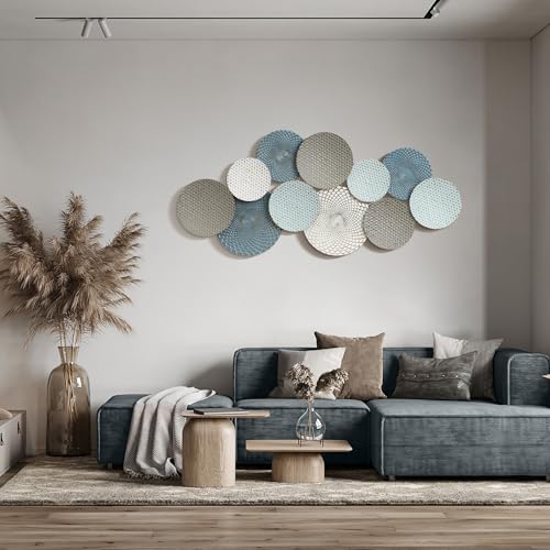 LuxenHome Metal Wall Art, 47.4-Inch Large Wall Decor Hanging Sculptures, Distressed Multi-Color Pastels Metal Accent Artwork Decorations for Living Room Home Office Bathroom Kitchen - Image 4