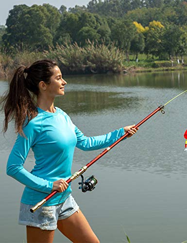 BALEAF Women's UPF 50+ Sun Protection T-Shirt SPF Long/Short Sleeve Dri Fit Lightweight Shirt Outdoor Hiking Blue Size S