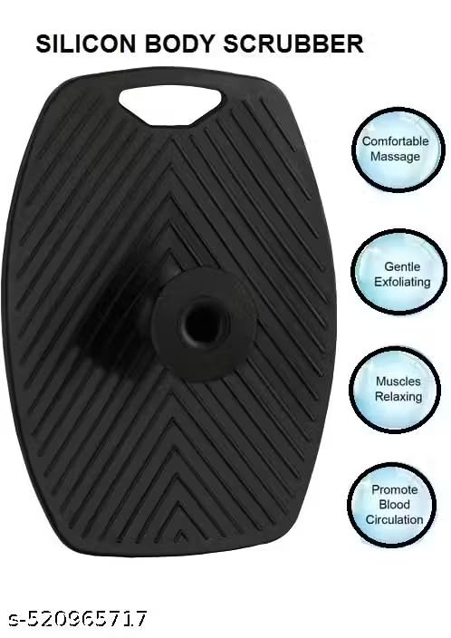 Image of Silicon Body Scrubber, Black, Comfortable Massage, Gentle Exfoliating, Muscles Relaxing, Promote Blood Circulation, 12.6cm x 9.2cm (Pack of 2)